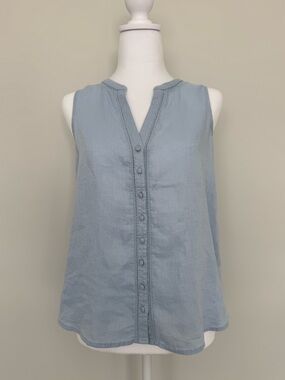 Joie Light Blue 100% Linen Sleeveless Button-Down Blouse - Size XS